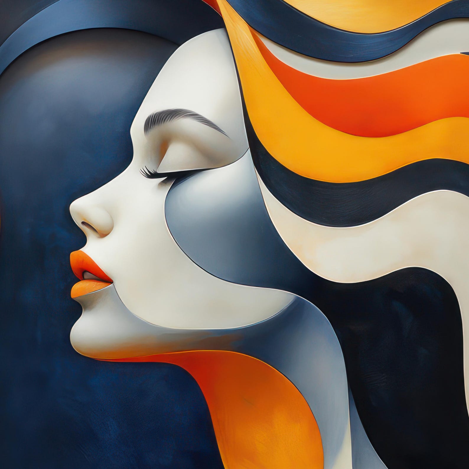 Colorful Woman Portrait Wall Art Print Abstract Girl Poster Home Decor ...