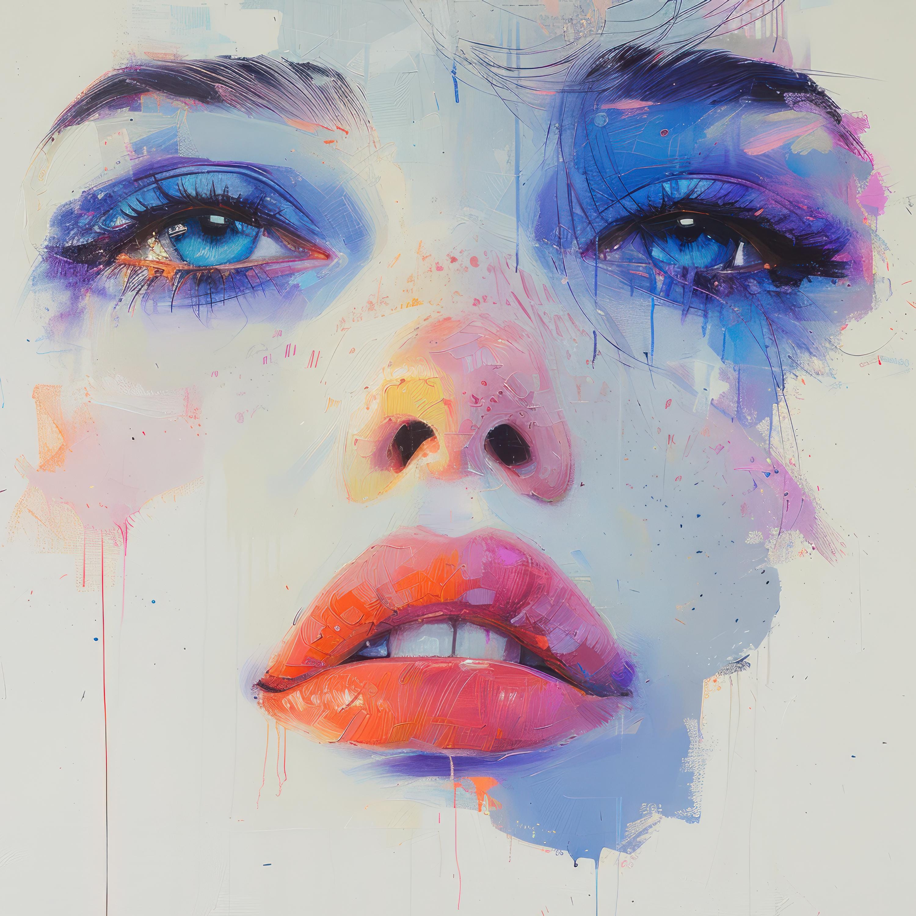 Colorful Woman Portrait Woman Face Wall Art Print Girl Poster Home ...