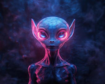 Alien Print, Alien Head Poster, Alien Printable, Colorful Alien, Sci Fi Wall Art, Futuristic Home Decor, Cosmos Art