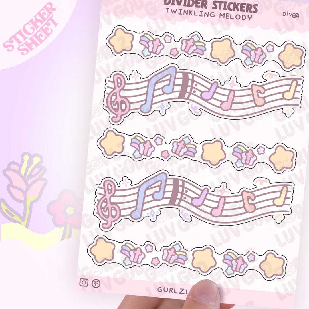 Stars, Sticker Sheet, Music Notes, Rainbow, Dividers, Handmade ...