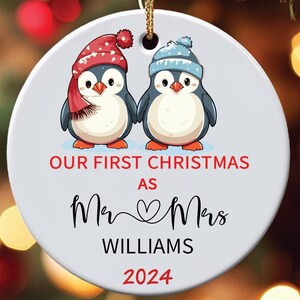 First Christmas Married Ornament (D) - Mr and Mrs Christmas Ornament - Our First Christmas Married as Mr and Mrs - Personalized ORNAMENT
