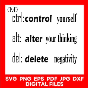 Inspirational Keyboard Shortcuts SVG, Ctrl Alt Del SVG Files For Cricut, Silhouette Cutting Machines, png eps jpg dxf pdf Files