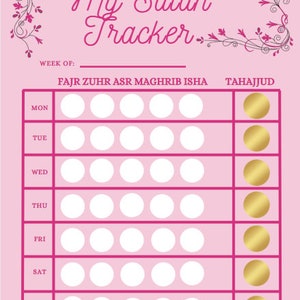Salah Tracker, Printable Salah tracker, Muslim Salah Tracker, Daily Prayer Tracker, Prayer tracker, Prayer Chart
