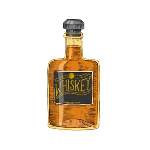 Vintage Whiskey Bottle Digital Art Print