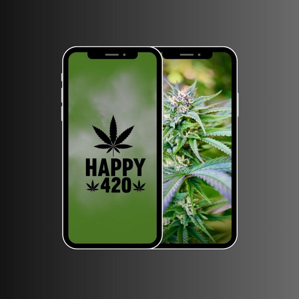 Phone wallpaper | Happy 420 Day | Instant Download | 2 JPEG images | Digital | iPhone and Android backgrounds | Cannabis