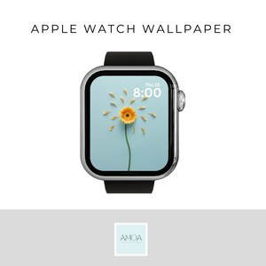 Carta da parati estiva dell'orologio Apple / quadrante dell'Apple Watch / fiore giallo / sfondo blu / Download istantaneo / Immagine PNG / petali di fiori /
