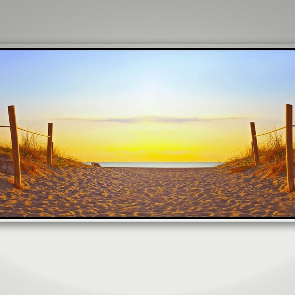 Samsung Frame TV Art | Beach entrance | Walk way to beach | Beautiful Sky | Aesthetic | Instant Digital Download | PNG |