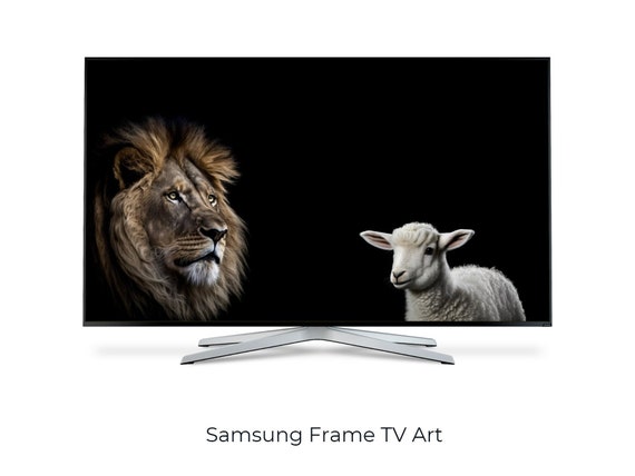 Premium Photo  Lion and lamb together on a black background two aspects of  the nature of jesus christ generative ai