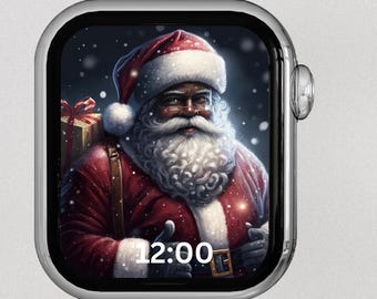 Black Santa Apple Watch Face | Snowy Christmas Wallpaper (Digital Download)