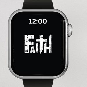 Fondo de pantalla para Apple Watch / Fe / Cristianos / Fondo negro / Letras blancas desgastadas / Descarga instantánea / PNG digital /