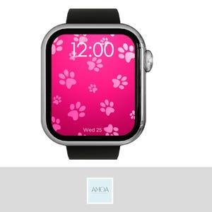 Quadrante/sfondo dell'orologio Apple/Modello zampa rosa/Download istantaneo/PNG digitale/impronta della zampa/