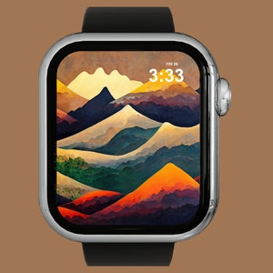 Autumn Mountains Watch Wallpaper | Watercolor | fall | Apple Watch Wallpaper | JPEG | Instant Download | high-quality image |