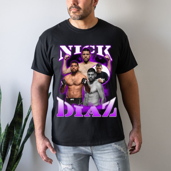 Nick Diaz T-Shirt Shirt Sweatshirt Vintage Graphic Tee Fighter Boxer American Jiu Jitsu 90s Fans Hoodie Retro Championship MMA