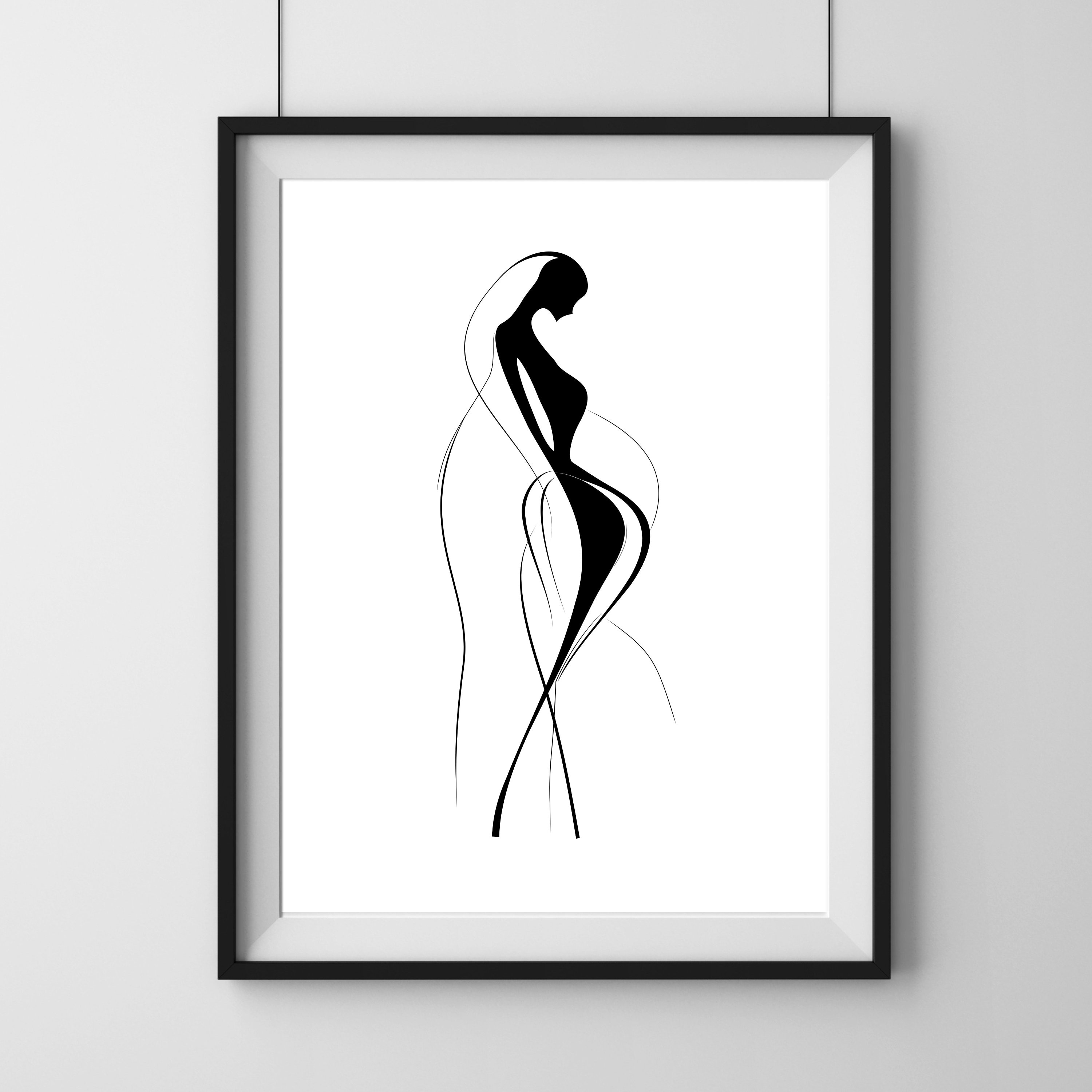 Woman Line Drawing Art Print Set of 3, Minimalist Line Art Wall Home ...