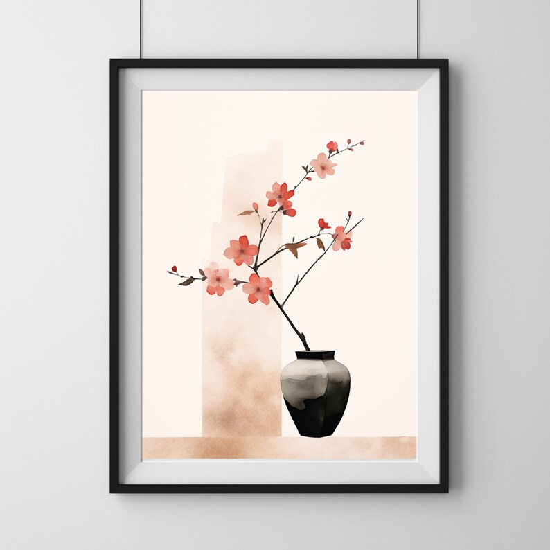 Cherry Blossom Japandi Printable Wall Art | Set of 3 Prints | Pink Wall ...