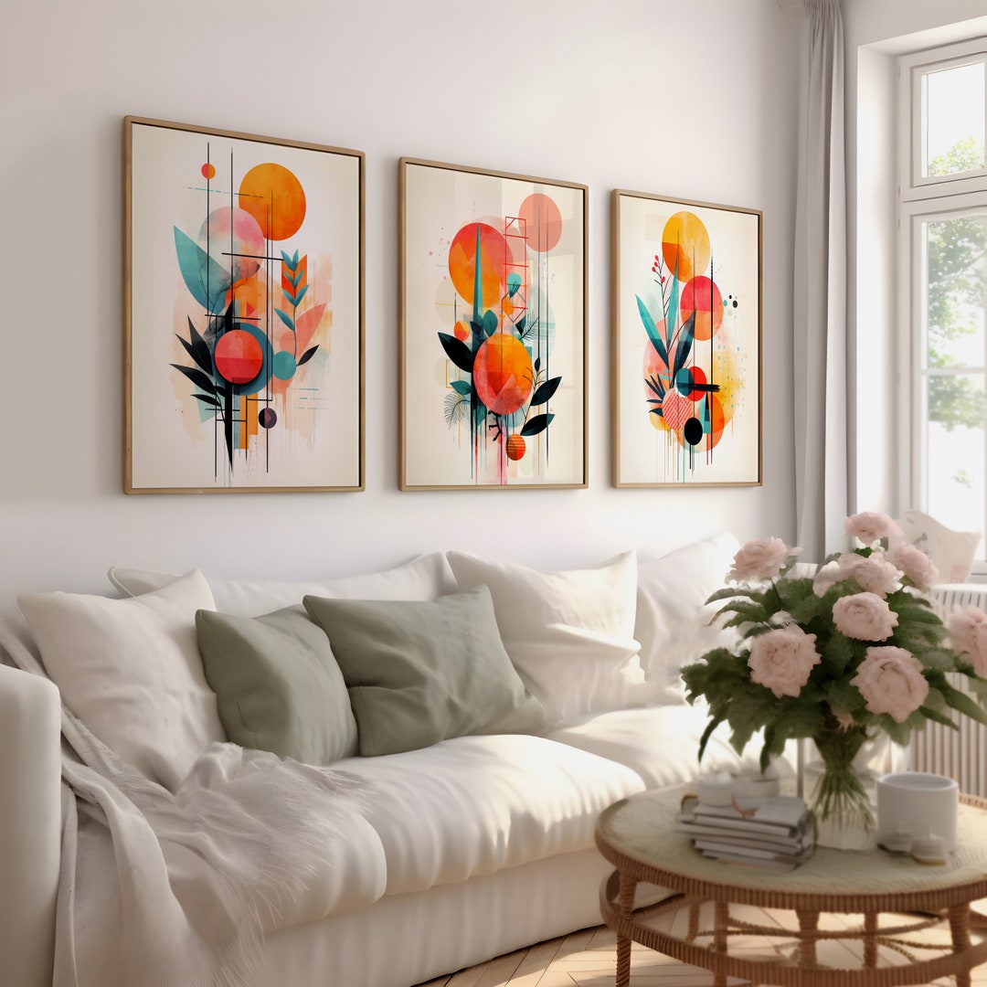Boho Abstract Wall Art Prints Set of 3 Wall Prints Geometric - Etsy