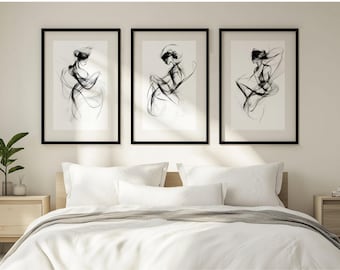DesertCreations Boho Wall Art Set of 9 - Minimalist Abstract Line India