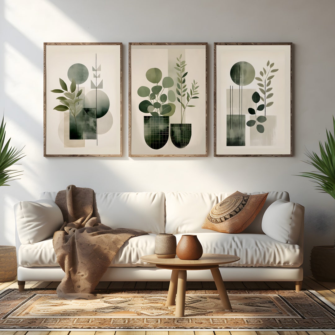 Boho Abstract Printable Wall Art, Set of 3 Wall Prints, Minimalist ...