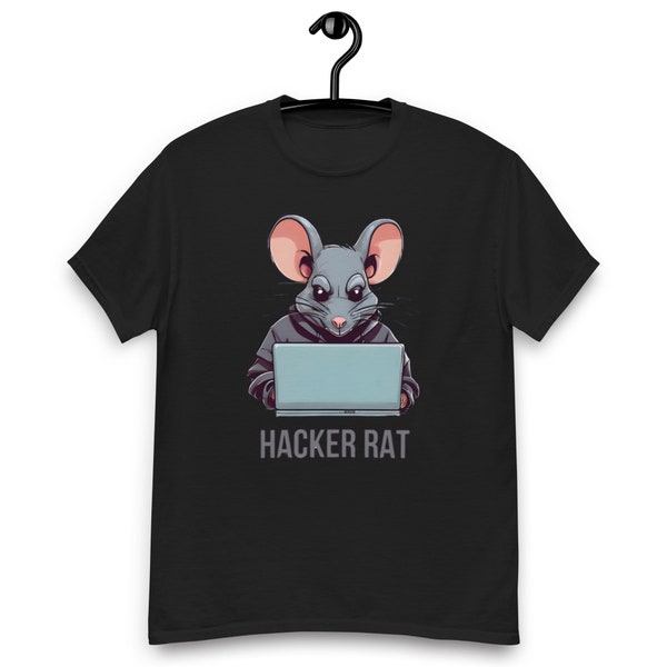 Hacker Rat Graphic Tee | Funny Unisex Shirt | Round Neck Tee for Men | Cyber Security T-Shirt | Geeky Animal Lover Gift