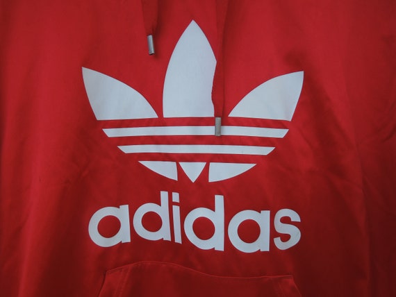 Satin, Cherry Red, 90s VNTG, Adidas Hoodie - image 3