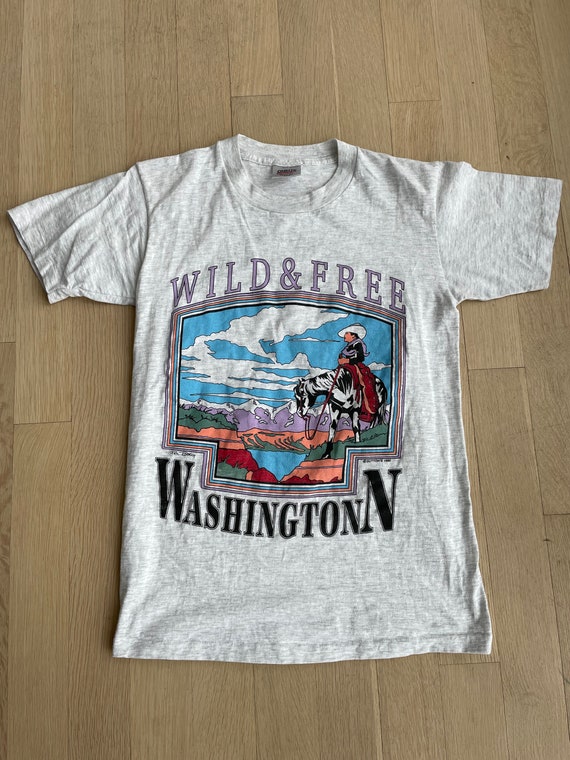 Washington "Wild & Free" T-shirt, 90s Vintage, Me… - image 7