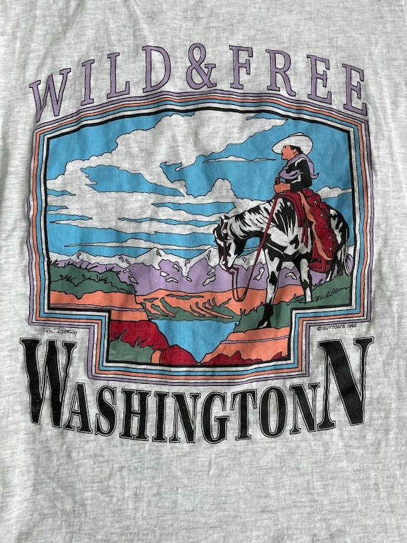 Washington "Wild & Free" T-shirt, 90s Vintage, Me… - image 2