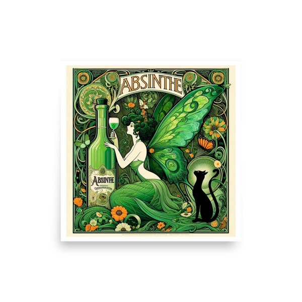 Absinthe Art Nouveau Print, 16 by 16 inches