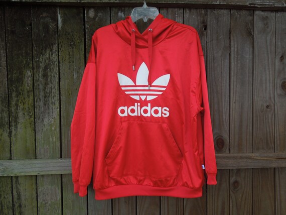 Satin, Cherry Red, 90s VNTG, Adidas Hoodie - image 4