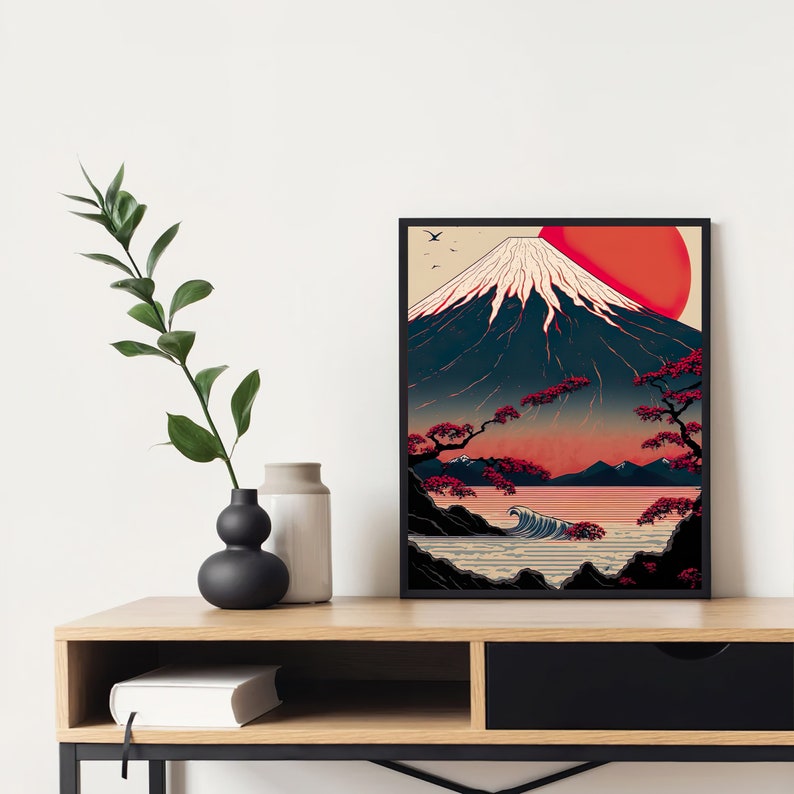 Ukiyoe Style Art Print Mount Fuji Sunrise Ukiyoe Art Etsy
