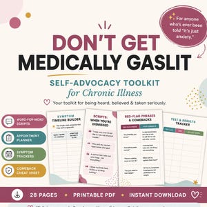 Don't Get Medically Gaslit: Chronic Illness Self-Advocacy Kit | Doctor Appointment Scripts & Symptom Tracker | Printable