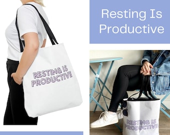 Chronic Illness Tote Bag | RESTING IS PRODUCTIVE | Perfect Spoonie Gift | Support for Invisible Illness & Chronic Pain | Ideal Hospital Gift