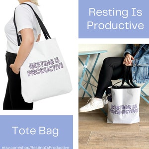 Chronic Illness Tote Bag | RESTING IS PRODUCTIVE | Perfect Spoonie Gift | Support for Invisible Illness & Chronic Pain | Ideal Hospital Gift