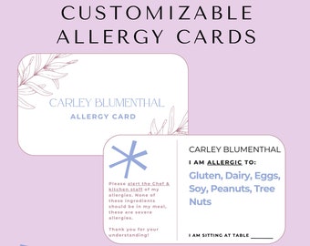 Editable Allergy Alert Card | Customizable CANVA Template | Food Allergen Warning | DIY Food Safety Alert | Restaurant Allergen Card