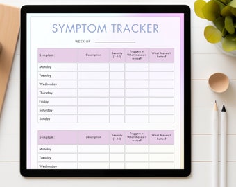 Spoonie's Essential Health Diary: Your Digital Weekly Symptom Tracker & Medical Appointments Guide | Spoonie Diary | Disability Organizer