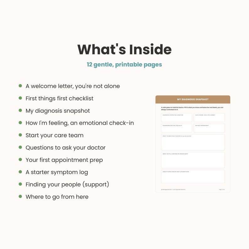 Net gediagnosticeerd | Printbaar zorgpakket voor chronische ziekten | Startpakket voor nieuwe diagnoses & planner voor emotionele ondersteuning afbeelding 3