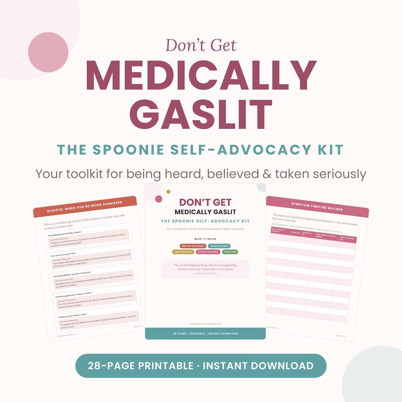 Don't Get Medically Gaslit Bundle: Chronic Illness Medical Binder + Self-Advocacy Kit & Symptom Tracker Printable image 11