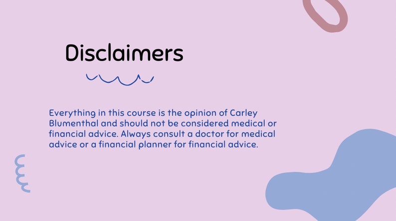 Disclaimers page for ebook: How to Navigate Chronic Illness Management from Diagnosis & Beyond