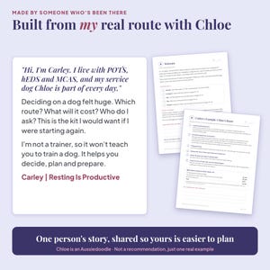Made from real life: a note about Carley's route with her service dog Chloe