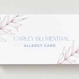 Front view of customizable allergy alert cards