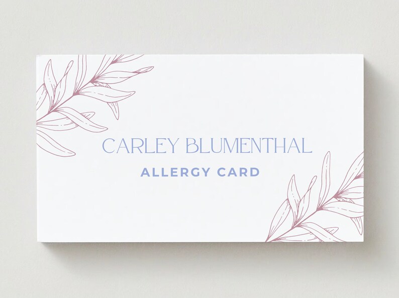 Front view of customizable allergy alert cards