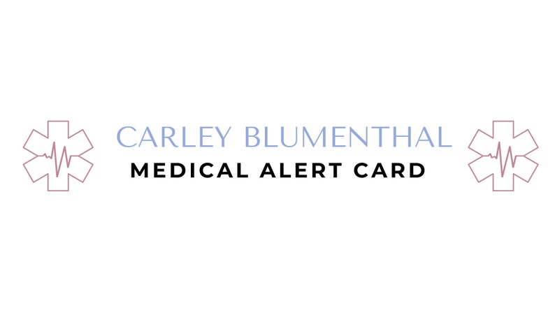 Customizable medical alert cards. Front View.