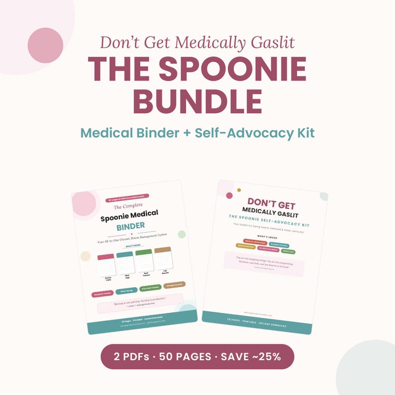 Don't Get Medically Gaslit Bundle: Chronic Illness Medical Binder + Self-Advocacy Kit & Symptom Tracker Printable image 2