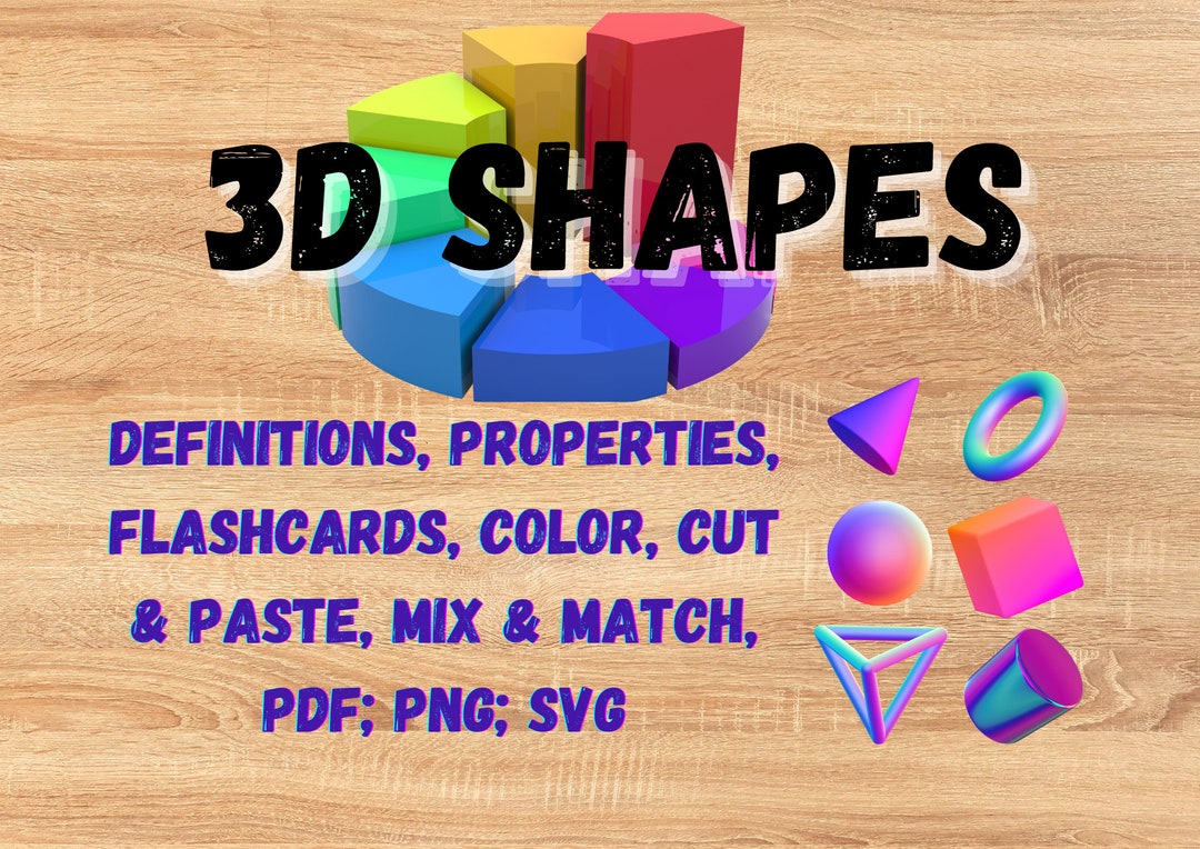 Printable 3D Geometric Shapes Bundle Download PDF PNG SVG Color ...