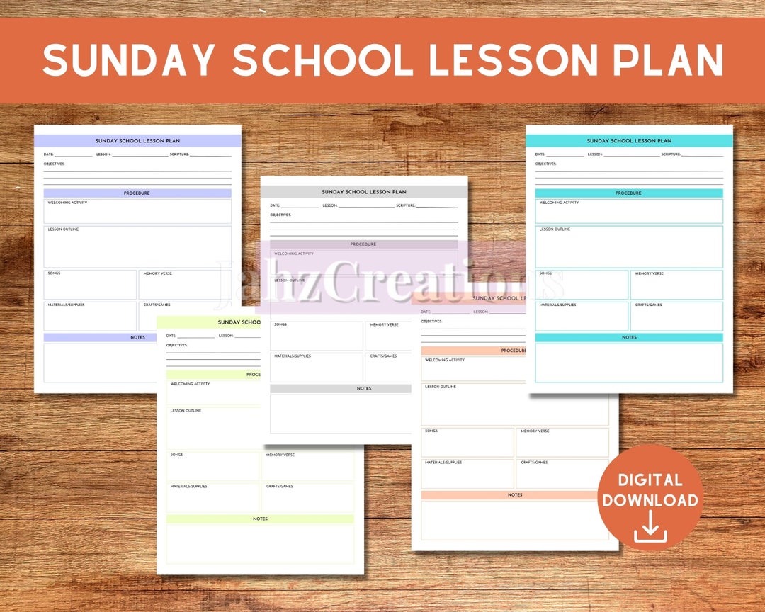 Sunday School Lesson Plan Printable Sheet Sunday School Etsy