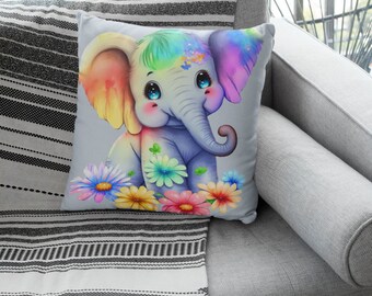 Spun Polyester baby elephant Square Pillow