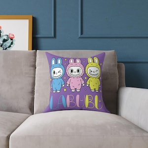 Whimsical Bunny Pillow: Colorful Kids Room Decor, Playroom Cushion