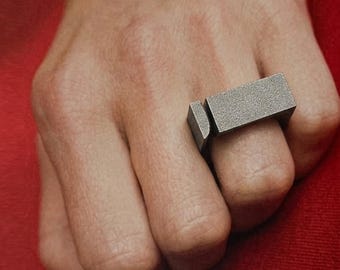 Brutalist Stainless Steel Ring | Minimalist Statement Ring | Geometric Ring | Modern Architectural Jewelry | Unisex Chunky Ring | Nox