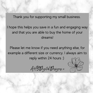 May include: A thank you message for supporting a small business. The message includes a flower graphic and the text "AH Digital Designs x".
