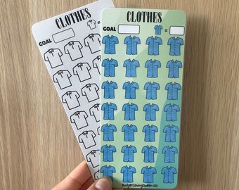 Men’s Clothes Saving Tracker, Clothing Savings Challenge, UK Cash Stuffing, A6 Laminated Cash Envelope Tracker