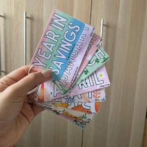 Months of the Year Savings, Save the Word, Fun Savings Game, Laminated Mini Keyring Saving Tracker, Cash Stuffing UK,